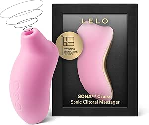 Pink sonic clitoral massager with 'LELO' branding on a black background