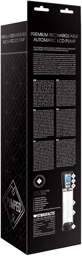 Measurement chart showing a clear electronic device with black top and bottom, alongside a can for scale on a white background.