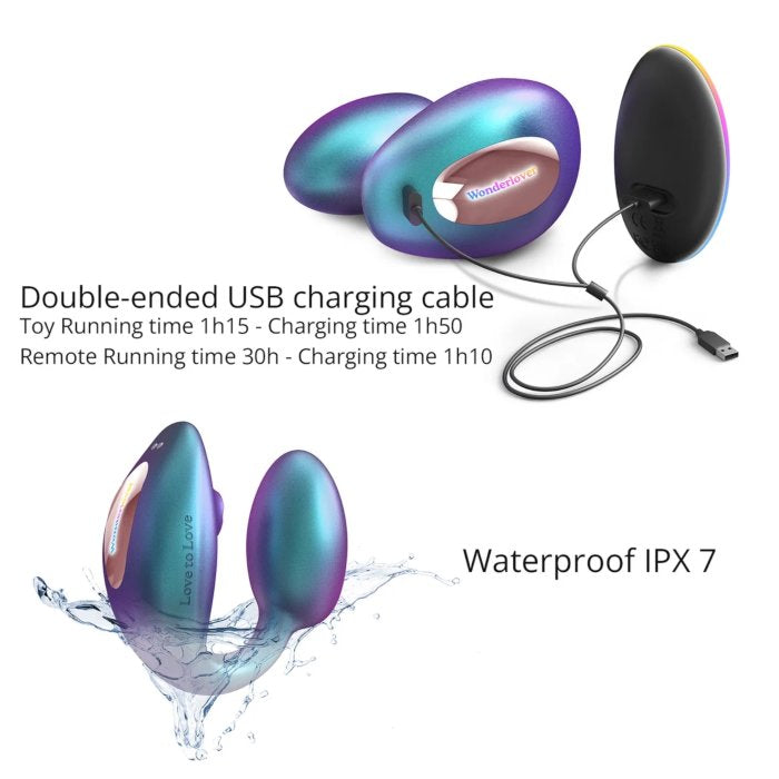 Colorful toy with USB charging cable on a white background