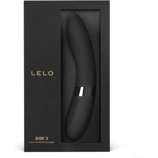 Black massager in a black box with 'LELO' branding on a white background