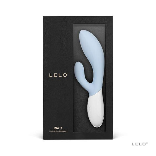 LELO INA 3 dual-action massager in packaging on a white background