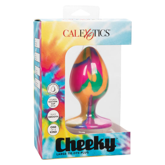 Calexotics Cheeky large tie-dye plug packaging on a white background
