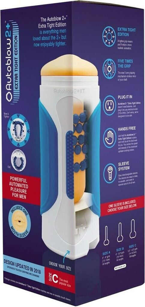Product packaging for a men's personal lubrication device with features listed on the box.