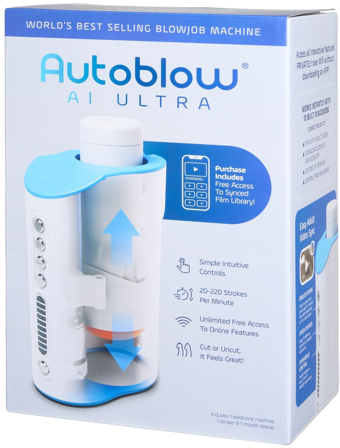 Autoblow AI Ultra blowjob machine packaging on a white background