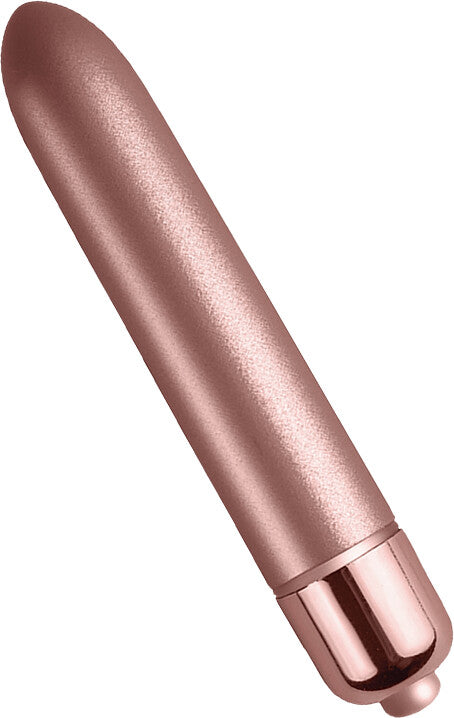 Rose gold cylindrical object on a white background