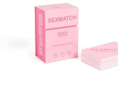 Pink 'SEXMATCH' massage edition packaging on a white background